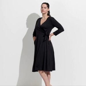 wool& Ellie Midi Faux Wrap Merino Dress